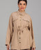 Beige Utility Shirt with Waist Tie