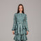 Aqua Green Embroidered Tiered Midi Dress