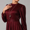 Maroon Shimmer Maxi Dress with Soft Waist Gather