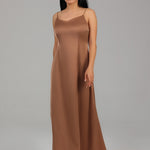 Minimal Satin Slip Maxi Dress BKMF 035 Gold