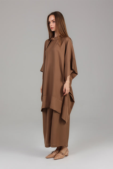 Beige Draped Co-Ord Set