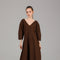Dark Brown Button-Front A-Line Midi Dress
