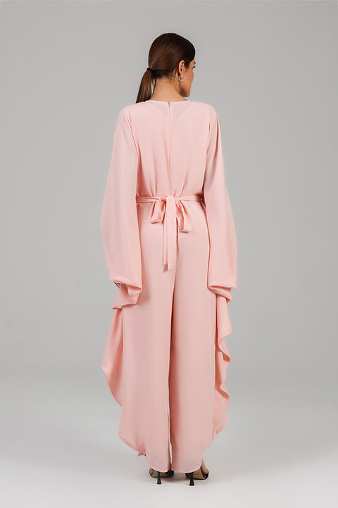 Pink Blush Draped Jumpsuit 