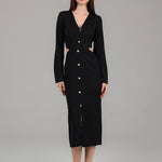Midnight Cut-Out Detail Midi Dress BKMF 037 Black