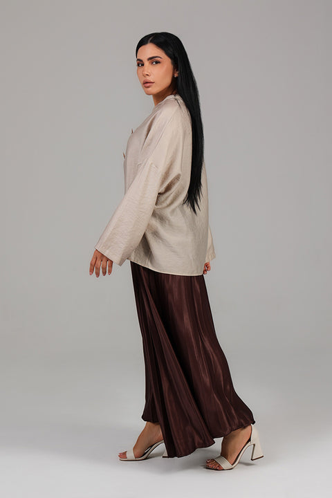 Cream Relaxed Fit Embellished Detail Top