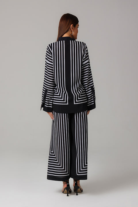 Black Monochrome Stripe Co-ord Set