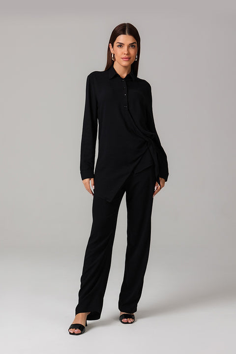 Black Midnight Black Draped Co-Ord Set