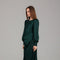 Green Satin Ruched Evening Dress