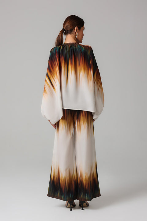 White Abstract Ombre Co-ord Set