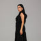 Black Embroidered Tiered Midi Dress