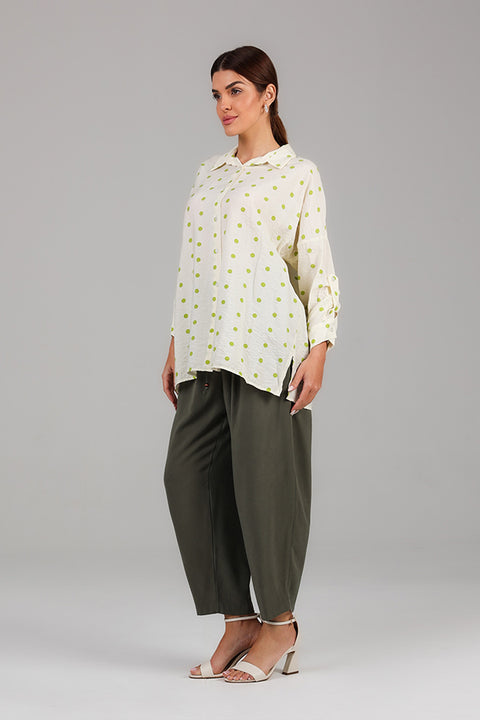 Green Polka Dot Relaxed Shirt