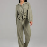 Tie-Front Textured Co-Ord Set BKMF 009 MINT Green