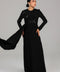 Black Asymmetric Sequin Panel Evening Gown with Drape Detail