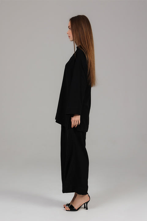 Black Fluid Longline Co-Ord Set