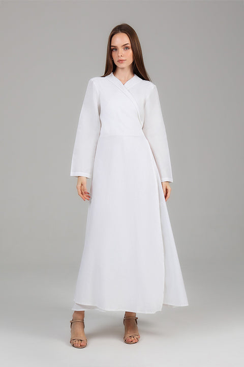 White Wrap-Style Maxi Dress