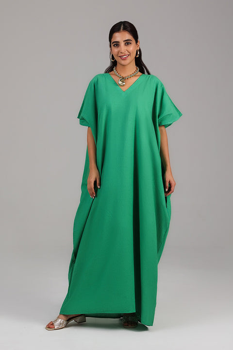 Emerald Green Relaxed Modest Kaftan Dress