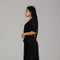 Black Structured Pleated Midi Dress