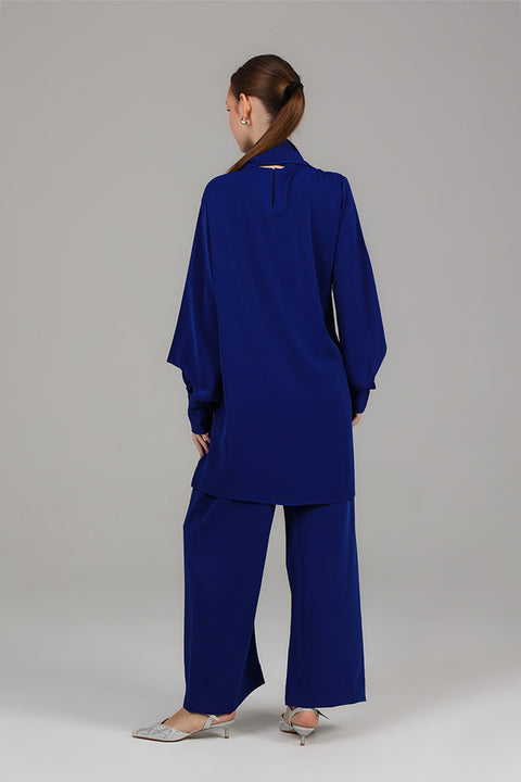 Blue Cobalt Draped Co-Ord Set