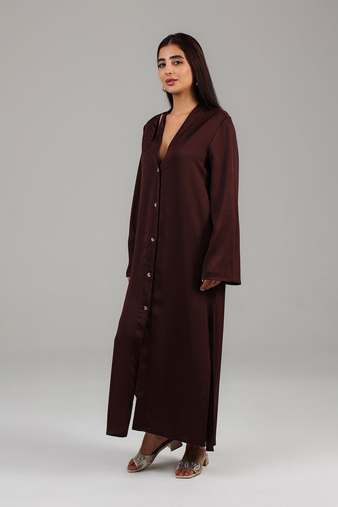 Brown Button-Down Maxi Dress 