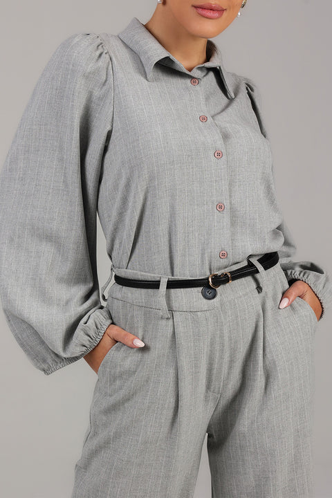 Grey Pinstripe Tailored Co-Ord Set