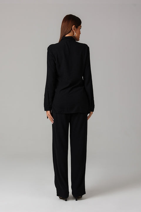 Black Midnight Black Draped Co-Ord Set