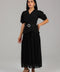 Black Structured Pleated Midi Dress