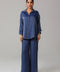 Navy Blue Steel Satin Co-ord Set