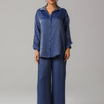 Steel Satin Co-ord Set BKMF 015 Navy