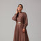 Rose Gold Shimmer Pleated Maxi Dress with Belt Detail