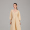 Beige Button-Front A-Line Midi Dress