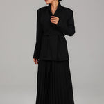 Tailored Jacket & Pleated Skirt Set BKMF 041 Black