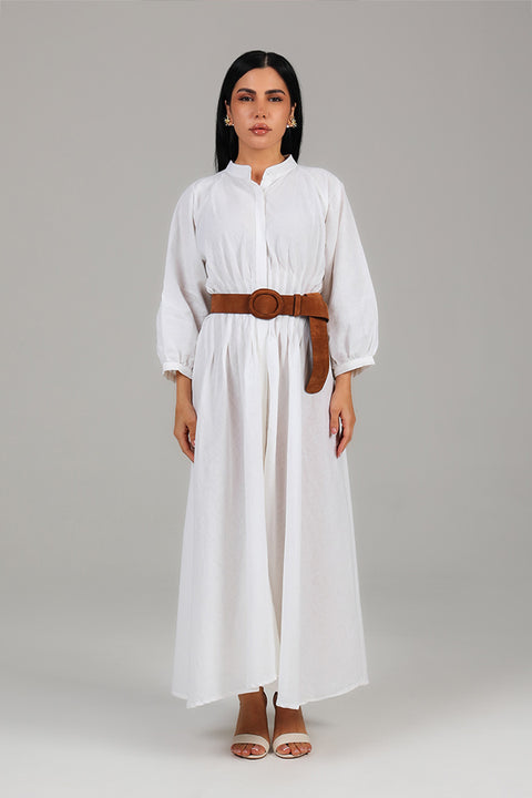 Off White Belted Maxi Dress