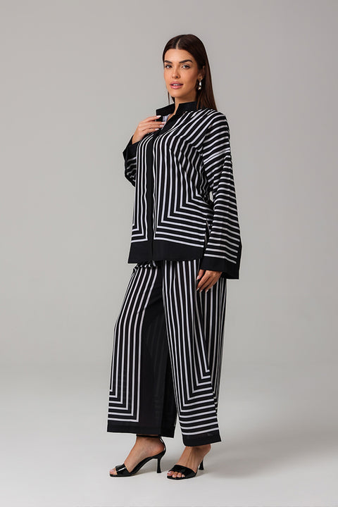 Black Monochrome Stripe Co-ord Set