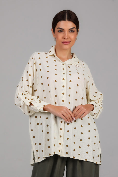 Brown Polka Dot Relaxed Shirt