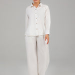 Relaxed Shirt & Wide-Leg Pants Set PR 003 Off White