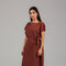 Brown Belted Modest Midi Dress