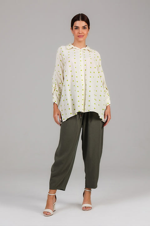 Green Polka Dot Relaxed Shirt