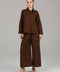 Dark Brown Relaxed Shirt & Wide-Leg Pants Set