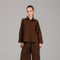 Dark Brown Relaxed Shirt & Wide-Leg Pants Set