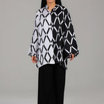 Monochrome Geometric Printed Co-ord Set JS 003 Black & White