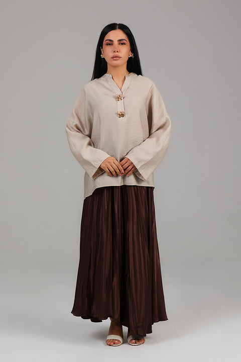 Cream Relaxed Fit Embellished Detail Top