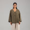 Khaki Relaxed Button-Front Top
