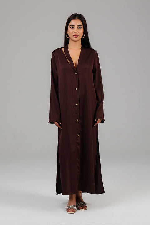 Brown Button-Down Maxi Dress 