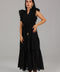 Black Embroidered Tiered Midi Dress