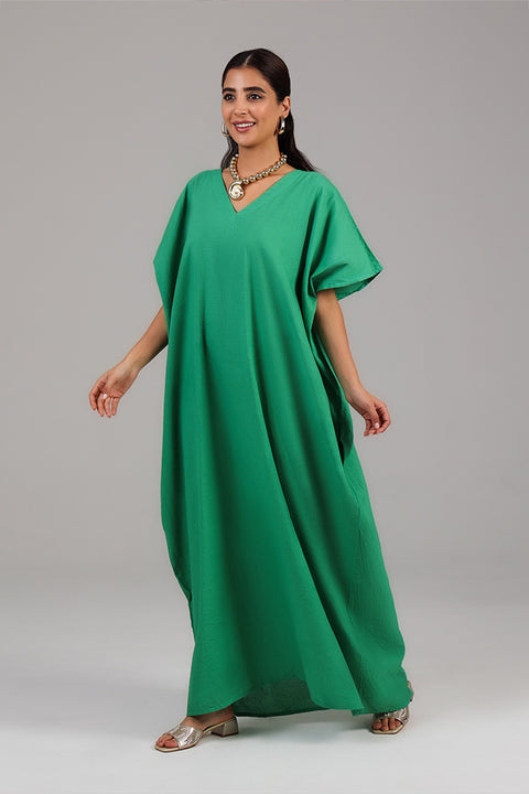 Emerald Green Relaxed Modest Kaftan Dress