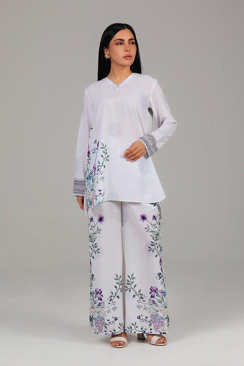 White Soft Floral Printed Co-ord Set
