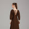 Dark Brown Button-Front A-Line Midi Dress