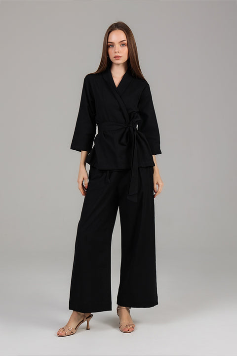 Black Wrap Style Modest Co-Ord Set