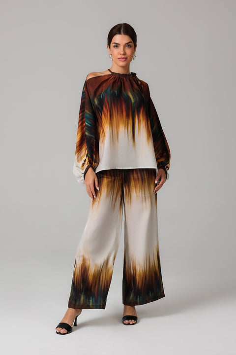 White Abstract Ombre Co-ord Set