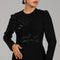 Black Asymmetric Sequin Panel Evening Gown with Drape Detail